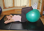Basic crunch with an exercise ball, abdominal exercise
