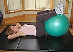 Basic crunch with an exercise ball, abdominal exercise
